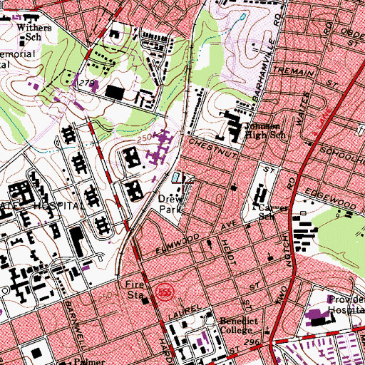 Topographic Map of Drew Park, SC