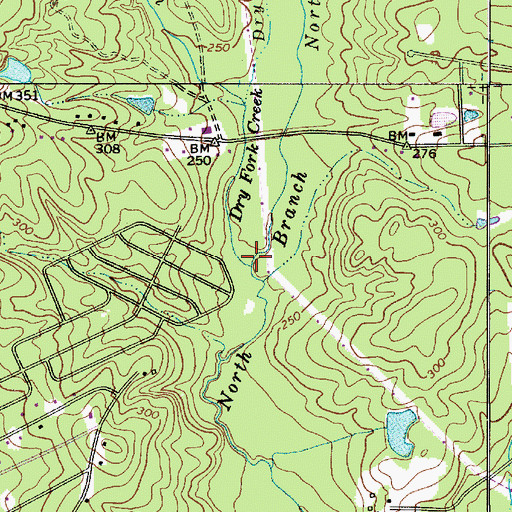 Topographic Map of Dry Fork Creek, SC