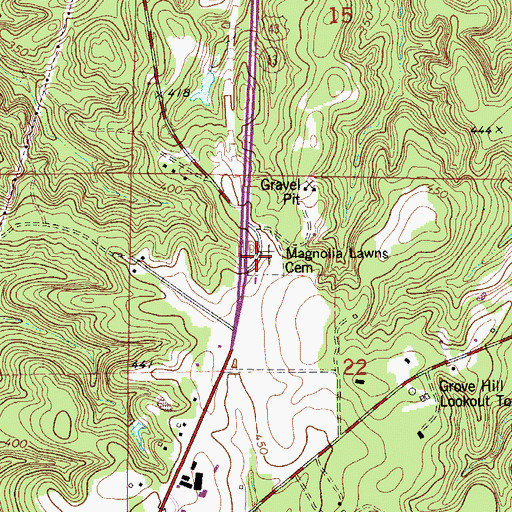 Topographic Map of Magnolia Lawns Cemetery, AL