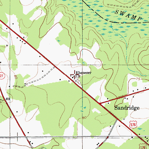Topographic Map of Ebenezer Church, SC