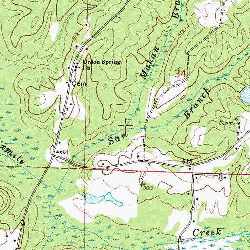 Topographic Map of Mahan Branch, AL