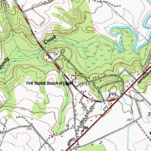 Topographic Map of First Baptist Church of Lugoff, SC