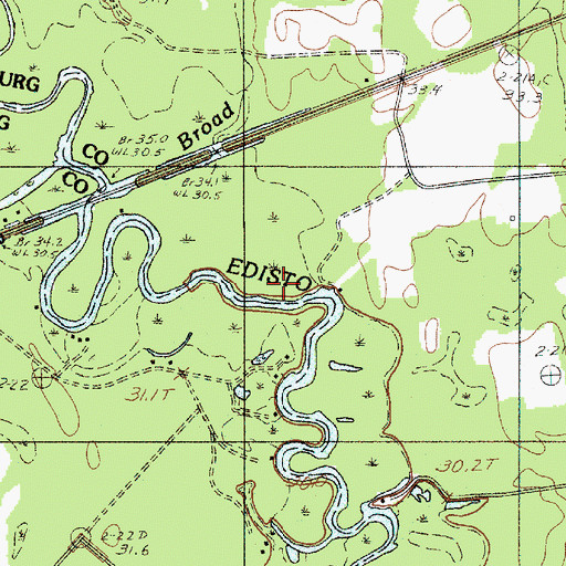 Topographic Map of Fitts Bridge, SC