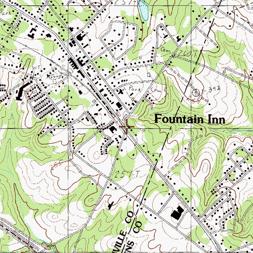 Topographic Map of Fountain Inn, SC