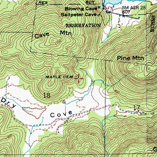 Topographic Map of Maple Cemetery, AL