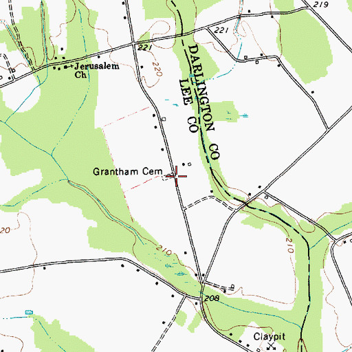 Topographic Map of Grantham Cemetery, SC
