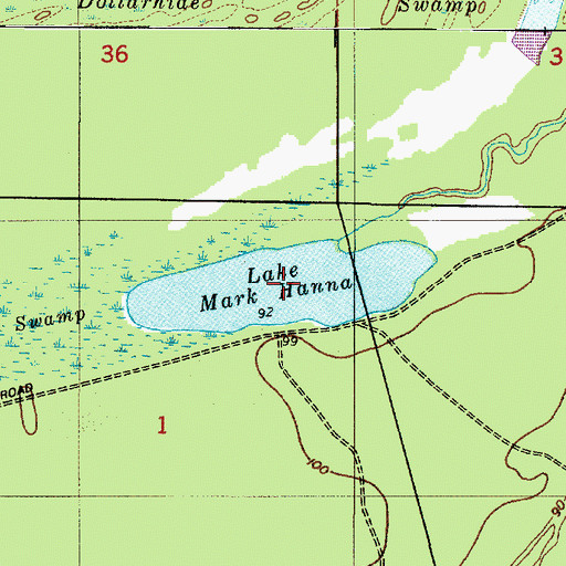 Topographic Map of Lake Mark Hanna, AL