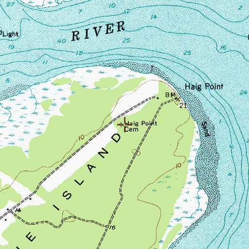 Topographic Map of Haig Point Cemetery, SC