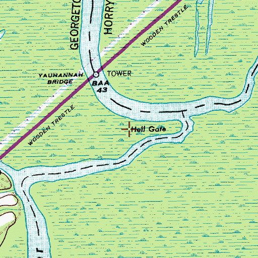 Topographic Map of Hell Gate, SC