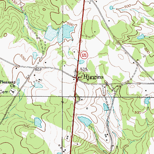Topographic Map of Higgins, SC