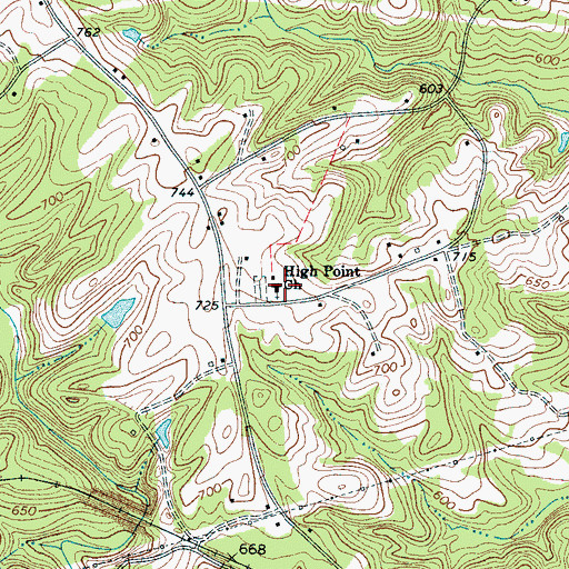 Topographic Map of High Point Church, SC