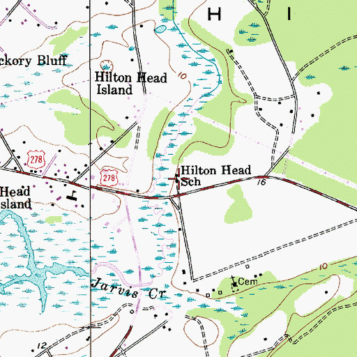 Topographic Map of Hilton Head School, SC