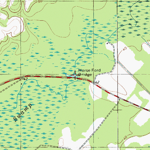 Topographic Map of Horse Ford Bridge, SC