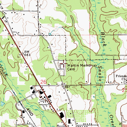 Topographic Map of Martin Memorial Cemetery, AL