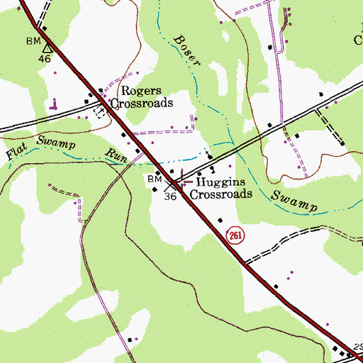 Topographic Map of Huggins Crossroads, SC