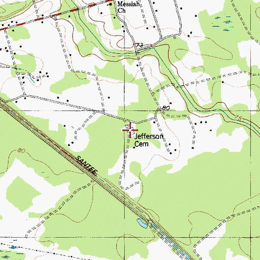 Topographic Map of Jefferson Cemetery, SC