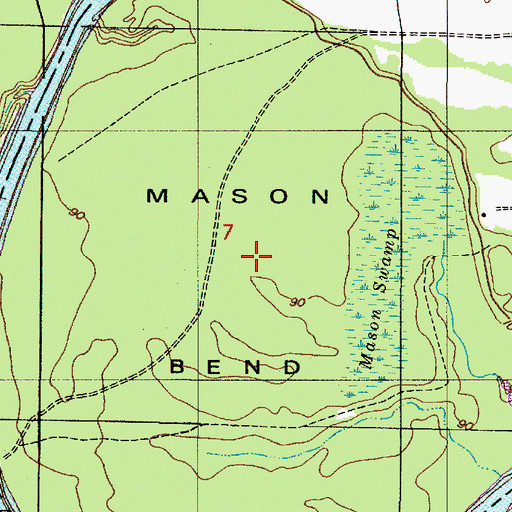Topographic Map of Mason Bend, AL