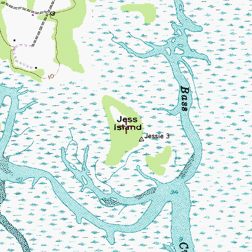 Topographic Map of Jess Island, SC
