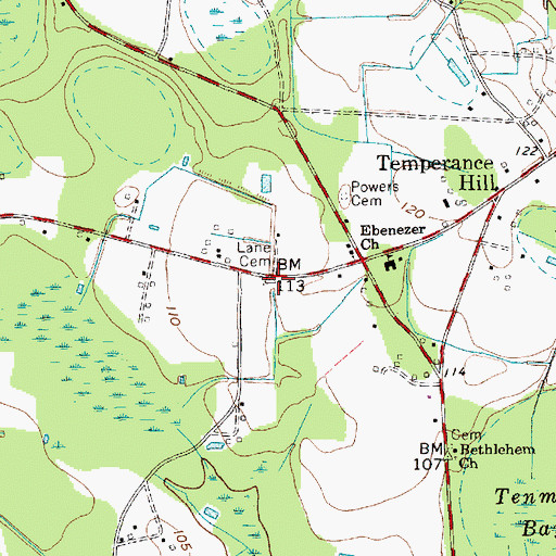 Topographic Map of Lane Cemetery, SC