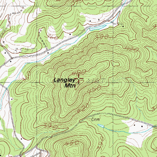 Topographic Map of Langley Mountain, SC