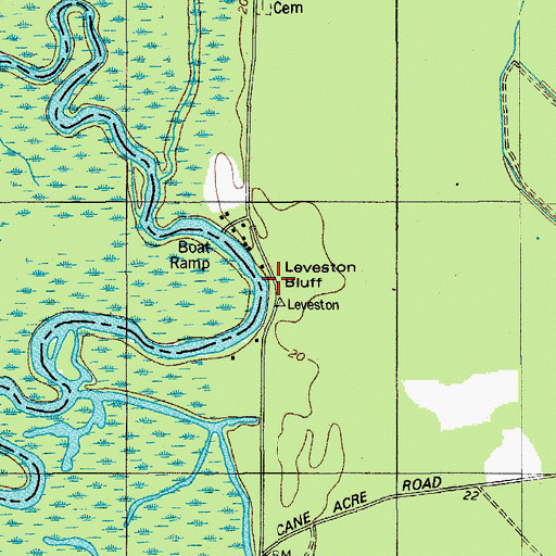 Topographic Map of Leveston Bluff, SC