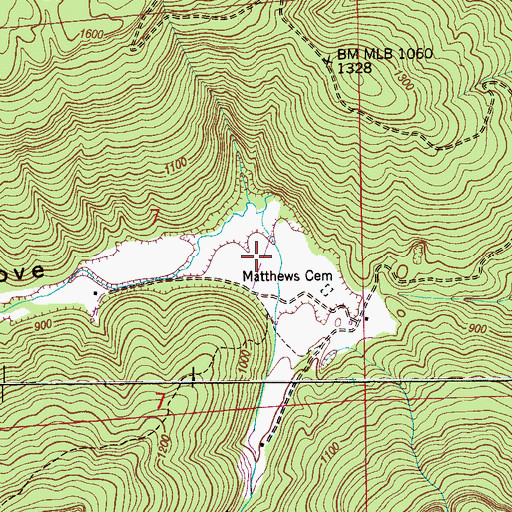 Topographic Map of Matthews Cove, AL