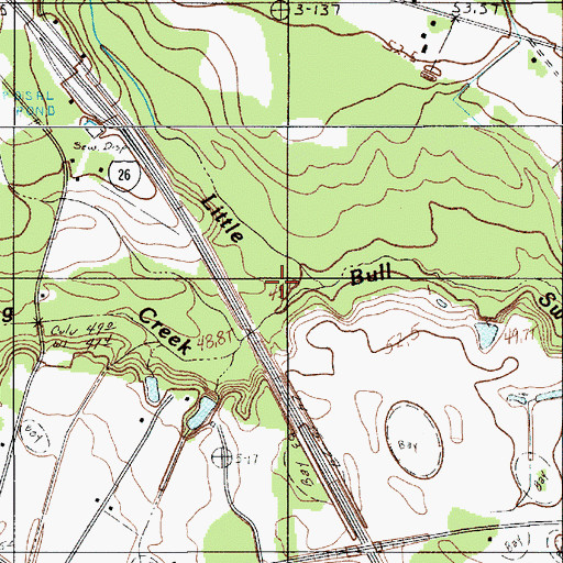 Topographic Map of Little Bull Creek, SC