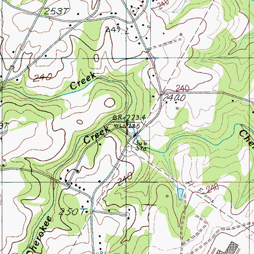 Topographic Map of Little Cherokee Creek, SC