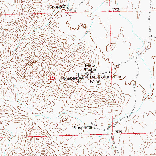 Topographic Map of Belle of Arizona Mine, AZ