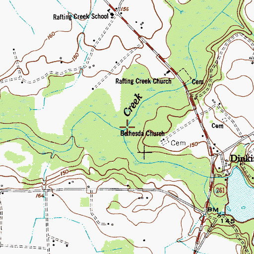 Topographic Map of Little Rafting Creek, SC