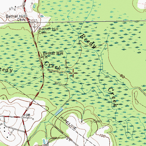 Topographic Map of Little Reedy Creek, SC
