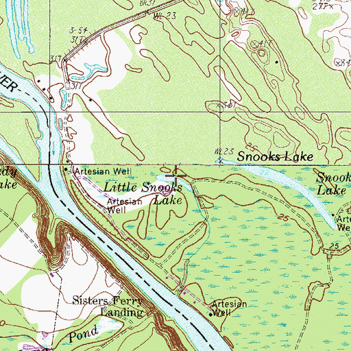 Topographic Map of Little Snooks Lake, SC