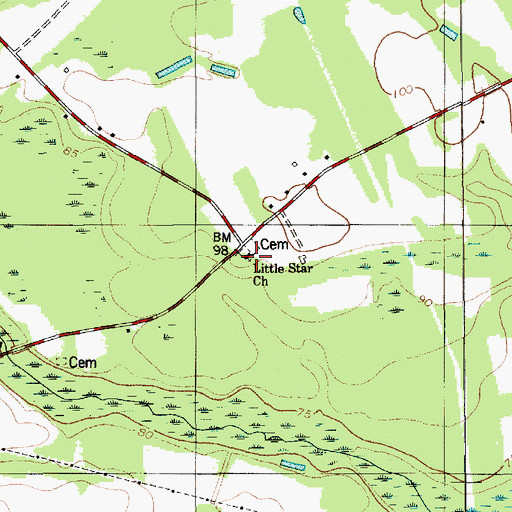 Topographic Map of Little Star Church, SC