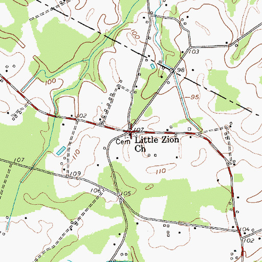Topographic Map of Little Zion Methodist Church, SC
