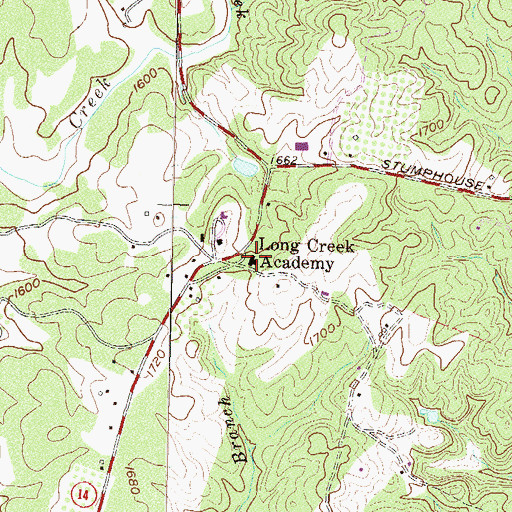 Topographic Map of Long Creek Academy (historical), SC