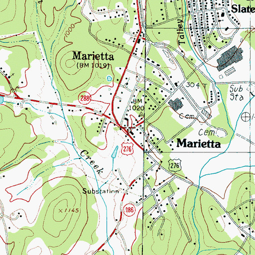 Topographic Map of Marietta, SC