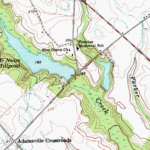 Topographic Map of NcNairs Millpond, SC