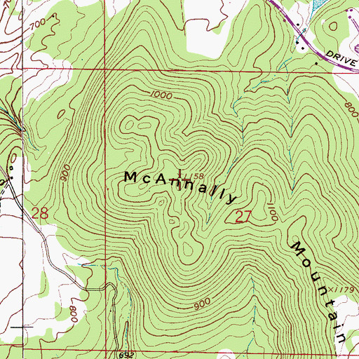 Topographic Map of McAnnally Mountain, AL