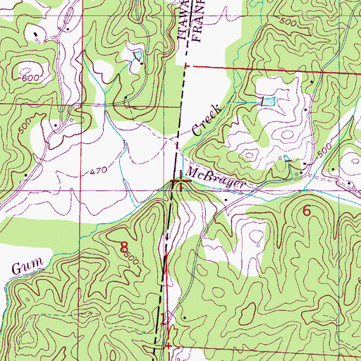 Topographic Map of McBrayer Branch, AL