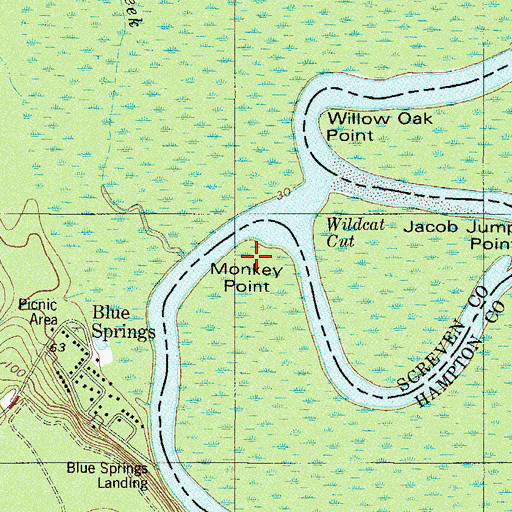 Topographic Map of Monkey Point, SC