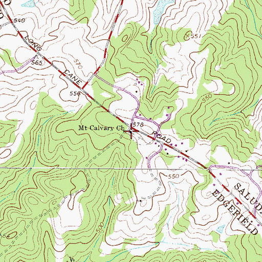 Topographic Map of Mount Calvary Church, SC