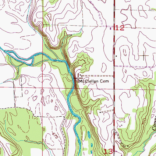 Topographic Map of McClellan Cemetery, AL