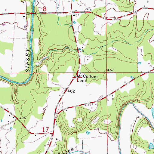 Topographic Map of McCollum Cemetery, AL