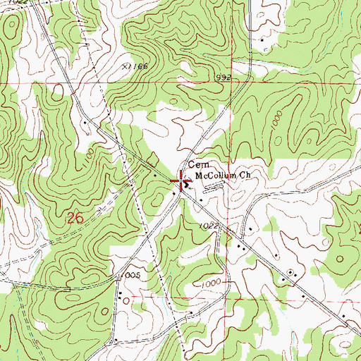 Topographic Map of McCollum Baptist Church, AL