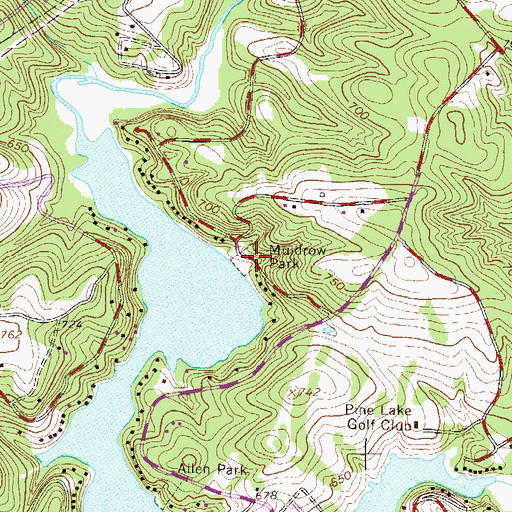 Topographic Map of Muldrow Park, SC
