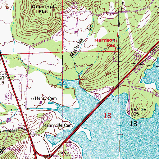 Topographic Map of McCorkle Branch, AL