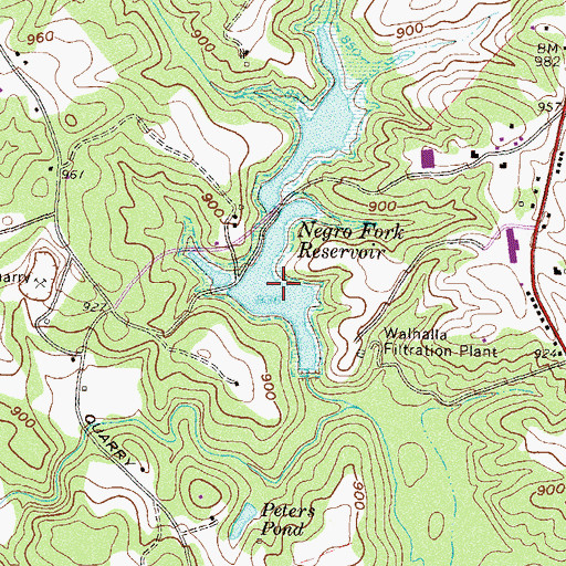 Topographic Map of Negro Fork Reservoir, SC