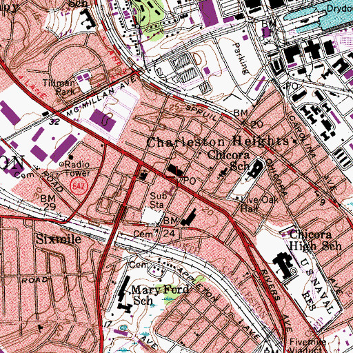 Topographic Map of North Charleston, SC