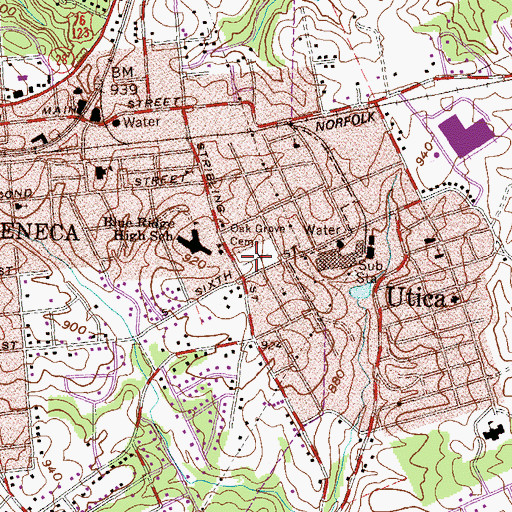 Topographic Map of Oak Grove Cemetery, SC