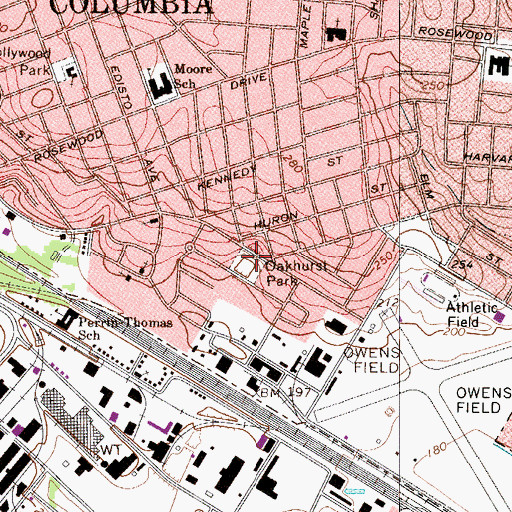 Topographic Map of Oakhurst Park, SC